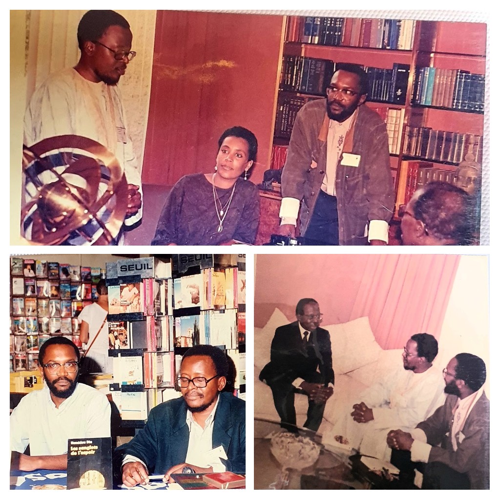 amadou tidiane wone avec le Président Senghor, le Professeur Hamidou DIA et l'ecrivaine ivoirienne Véronique TADJO.